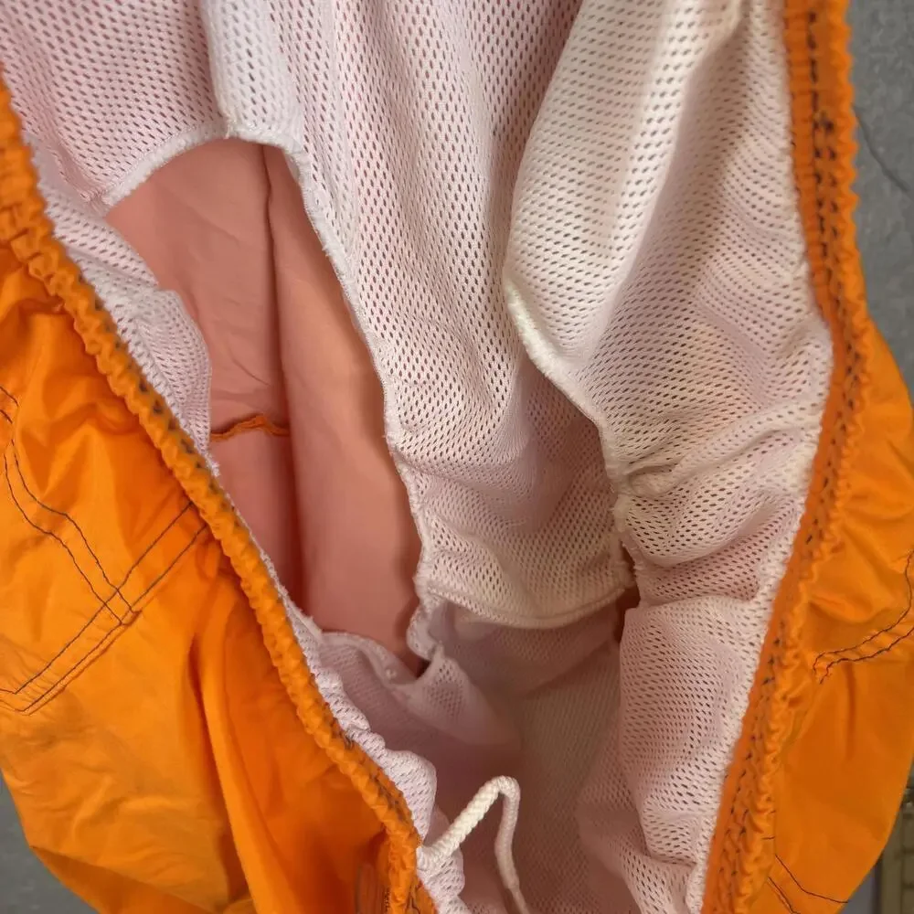 Nike Mens Swim Trunks XL Orange Elastic Drawstring Waist Pockets Mesh Lined